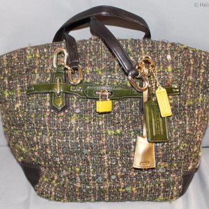Coach CHELSEA BOUCLE EMERSON NS Green Multi Tweed Satchel 17813